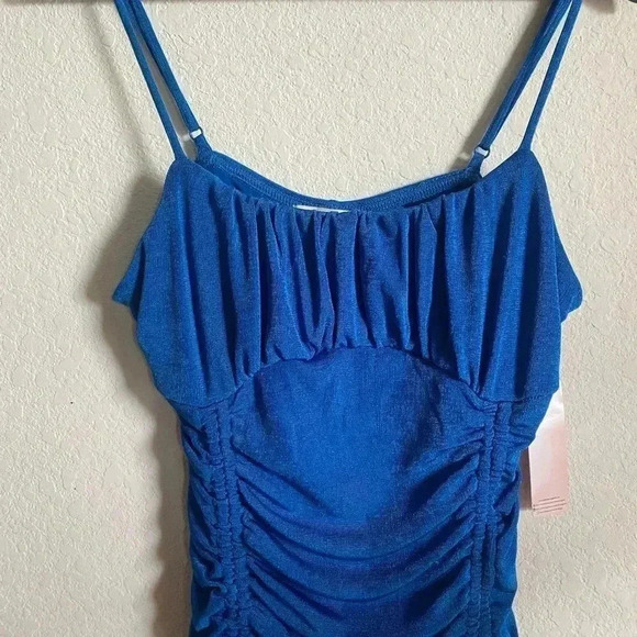 Inspired Hearts Royal Blue Bodycon Ruched Dress With Drawstring On Sides Size XL - Picture 4 of 8